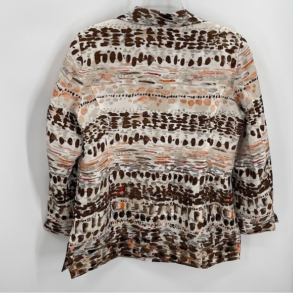 Chico's Women's Brown Multi-Color Silk Jacket Size 2 (L) Lightweight Lined - Picture 7 of 9